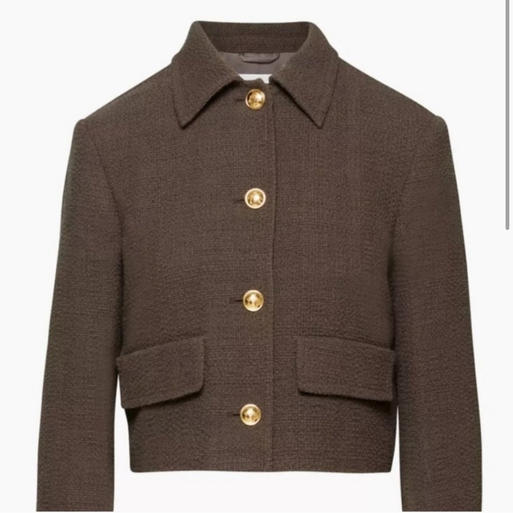 ARITZIA Babaton Frances Cropped Tweed Blazer Jacket in Brown